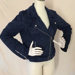 Navy blue moto jacket